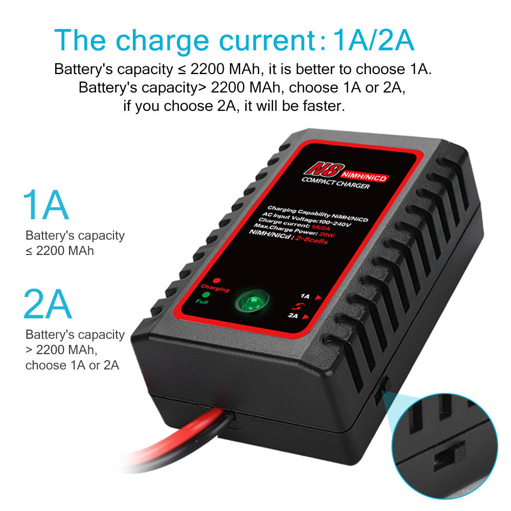 N8 NiMH NiCd Battery Charger RC Battery Charger Model Aircraft Charger with Mini Tamiya Connector for RC Hobbies Charging N8 NiMH NiCd Battery Charger RC Battery Charger Model Aircraft Charger with Mini Tamiya Connector for RC Hobbies Charging